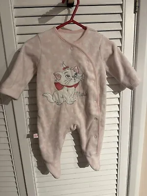 Disney Baby Girls Marie Fleece Sleepsuit/Baby Grow - 0-3 Months • £2.99