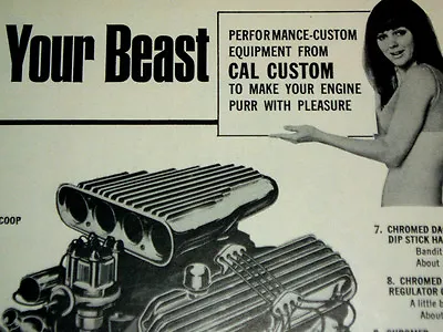 ORIGINAL 1969 CAL CUSTOM AD - Aluminum Valve Covers/chrome Fan/air Cleaner/scoop • $12