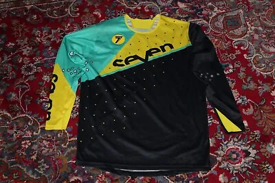 SeVen MX Motocross Jersey L Large Black Yellow Green • $25