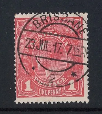 $15 • Buy KGV 1d Red Stamp. Single WMK. Perf 14. Brisbane Double Ring Postmark Post Mark