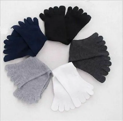 5 Pairs Men's Cotton Blend Soft Five Fingers Five Toe Socks Absorbent Stockings • £5.61