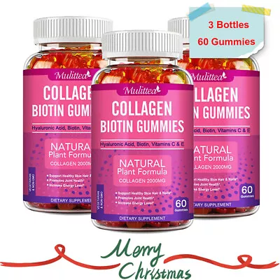 3 X Collagen Biotin Gummies Vitamin C Supplement For SkinHair Health Anti-Aging • $30.28