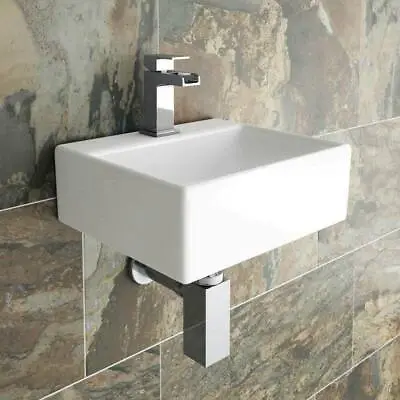 Sink Basin Square Ceramic Modern Small Basin Wall Hung Corner 335x295 • £29.99