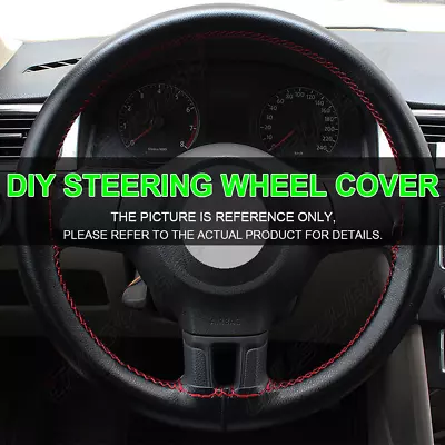 2024 NEW15  Black & Red DIY Steering Wheel Cover Genuine Leather For VOLVO • $23.99