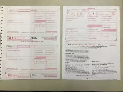 (4) 2016 IRS TAX FORMS W-2 (4 Recipients) + 1 FORMS W-3 • $5.95