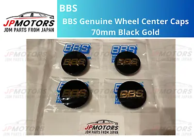 BBS Wheel Center Caps 70mm Genuine Emblem Black Gold 3D Logo P5624080 Set 4pcs • $303.85