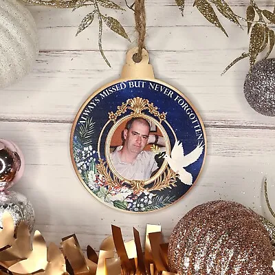 G5 Personalised Memorial Wooden Christmas Tree Bauble Decoration - Photo • £4.99
