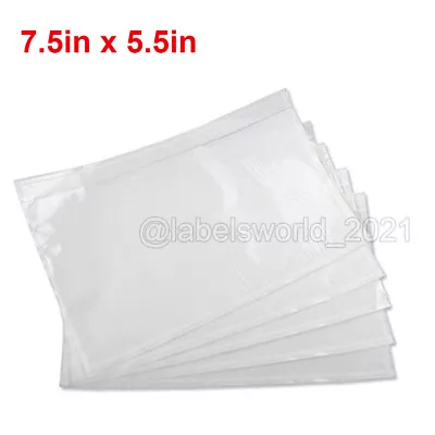 7.5  X 5.5  Clear Adhesive Packing List Shipping Label Envelopes Pouches 50-5000 • $17.99