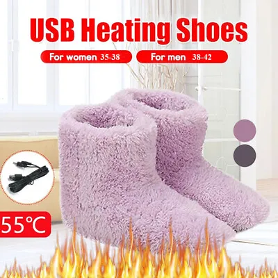 £8.39 • Buy Electric USB Warmer Foot Shoe Plush Slipper Feet Heat Washable Sock Shoes Unisex