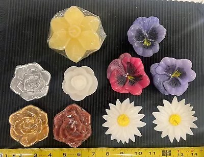 Cute Lot Of 10 Floating Candles All Flowers! Roses And Daisies  • $7.99