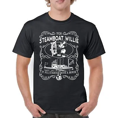 Steamboat Willie 1928 Classic T-shirt Vintage Retro Cartoon Mouse Men's Tee • $18.95