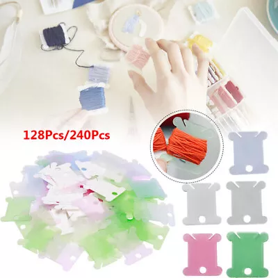 240X Plastic Floss Bobbins Winder Cross-Stitch Card Thread Holder DIY Embroidery • £8.82