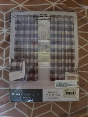 Hamilton Check 1126 Fully Lined Ring Top Ebony 46  X 54  Curtains • £6