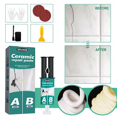 Bathtub Tile Repair Paste Strong Adhesion Glue Ceramic Shower Trays Repair Kit • £8.69