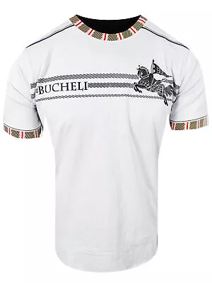 Mens T-Shirt Designer Italian Plaid Collar Sport Knight Logo Bucheli Slim Fit • $26.95