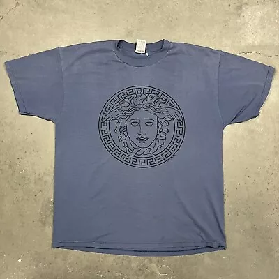 Vintage 90s Medusa Versace Style Graphic T Shirt Blue XL • $39.99