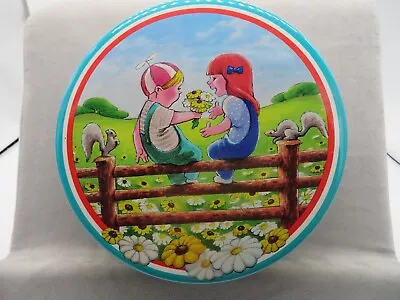 $6 • Buy Vintage Valleybrook Farms Cute Children & Flower Candy Tin Box