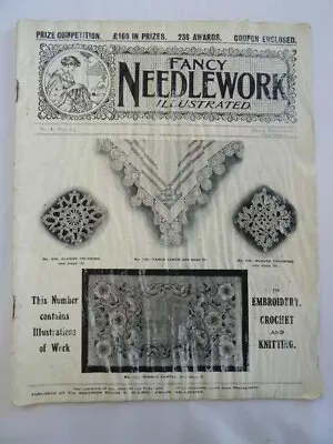 Antique Needlework Magazine Edwardian Fancy Work Illustrated Instruction Pattern • £5