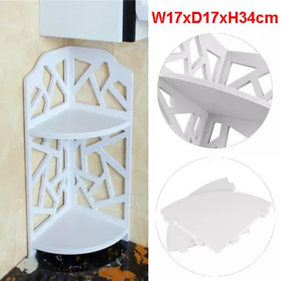 £8.78 • Buy White 2 Tier Storage Shelf Bathroom Corner Cabinet Unit Shelves For Wall / Floor