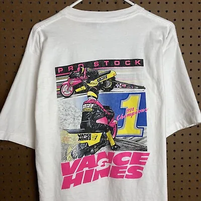 Vintage 90s Vance & Hines Racing Motorcycle Pro Stock Drag T-shirt XL Moto • $49.80