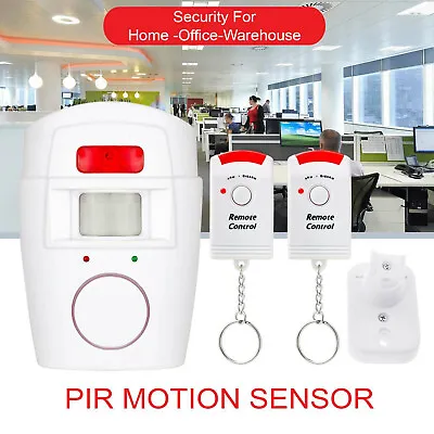 2X Wireless PIR Motion Sensor Alarm +4X Remote Controls Shed Home Garage Caravan • £14.99