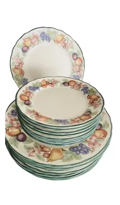 EPOCH Market Day Pattern Dinner Plates 10-1/2” &Bread Plates 7 1/2”~16pc • $210