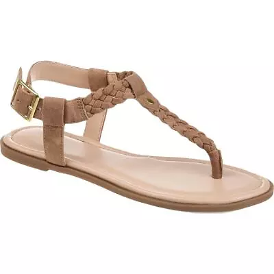 Journee Collection Womens Genevive Faux Leather T-Strap Sandals Shoes BHFO 9515 • $13.99