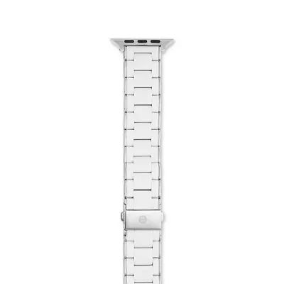 Michele 38/40mm/42/44mm White/Stainless Silicone Apple Watch Bracelet Band 1131 • $297.50
