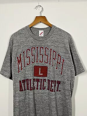 Vintage 90s Mississippi State Bulldogs Athletic Dept Shirt Jerzees Gray Sz Large • $19.95
