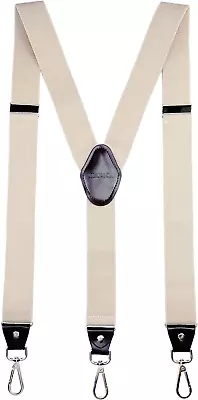 JIERKU Romanlin Mens Suspenders For Work 3 Swivel Hook Clips Y-back For Leather • $17.11