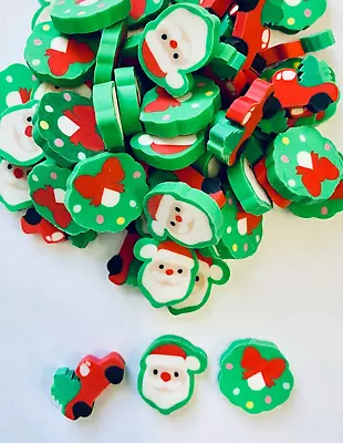 120 Mini Xmas Tree Truck Santa Wreath Erasers Teacher Sorting Math Counter • $12.99