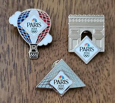 2024 Paris Olympic Nbc Media Hot Air Balloon/louvre/arc Monument Pin/pins. New! • $49.95