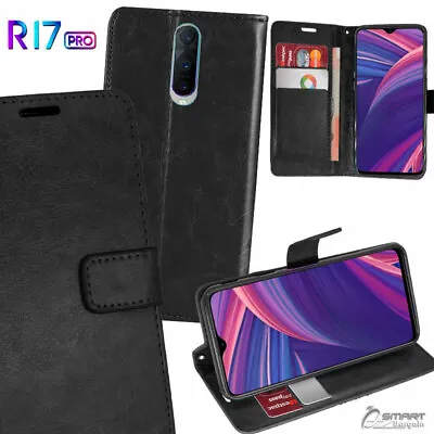 Black Wallet Flip Card Slot Stand Case Cover For Oppo R17 / R17 Pro • $7.99