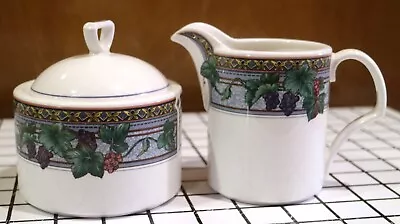 Mikasa Royal Harvest Ultra Ceram Grapevines Sugar Bowl And Creamer Set • $17.50