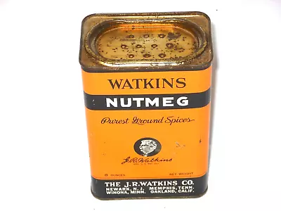 Vintage Large Watkins Nutmeg Spice Tin 8 Oz Pry Shaker Lid • $19.99