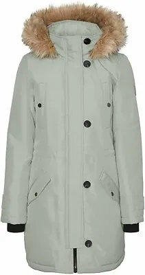 Vero Moda Long Parka Womens Anorak Warm Winter Coat Jacket Mineral Grey Size XL • $46.04