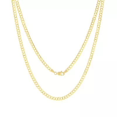 10K Solid Yellow Gold 4mm Cuban Curb Chain Link Necklace Mens Womens 16 - 30  • $285.98