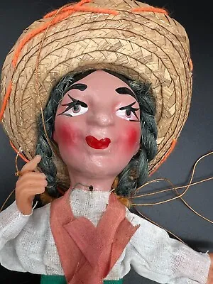 Vintage Handmade Mexican Puppet Ceramic Head Wooden Body And Feet Marionette • $14.99