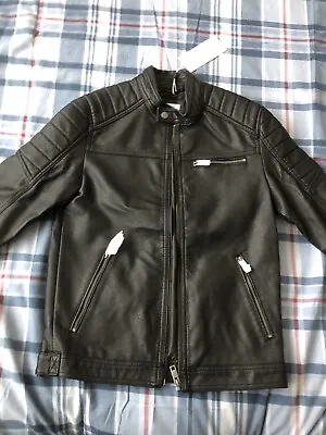 Mens Jack And Jones Black Faux Leather Biker Jacket XS RRP 60£ • £19.90