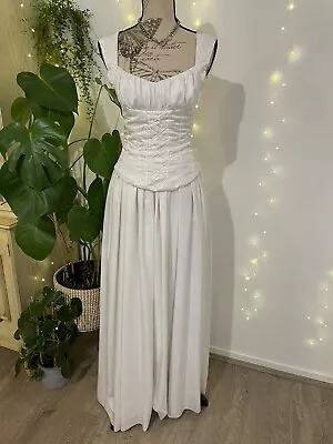Vintage Full Length Medieval Style Corset Formal Wedding Gown Dress Sz 12 *FLAW* • $289.53