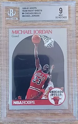 1990-91 Hoops Team Night Sheets #4 Michael Jordan Chicago Bulls BGS 9 MINT • $59.99