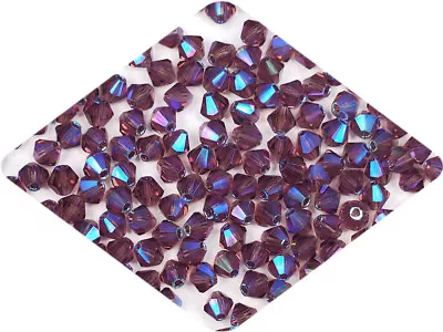 Czech Bicone Crystal Beads Amethyst Full AB 3mm 4mm Purple AB2X • $2.69