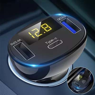$9.98 • Buy Car Accessories 3 Port USB Fast Charging Type-C Safe Charger Adapter Car Parts