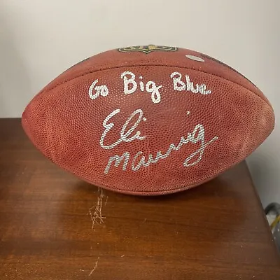 Eli Manning Signed Auto Official “The Duke  Football With Go Big Blue MM Holo • $460