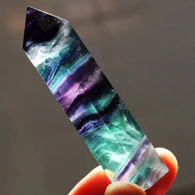 Natural Colorful Fluorite Quartz Crystal Stone Point Healing Hexagonal Rock Wand • $2.79
