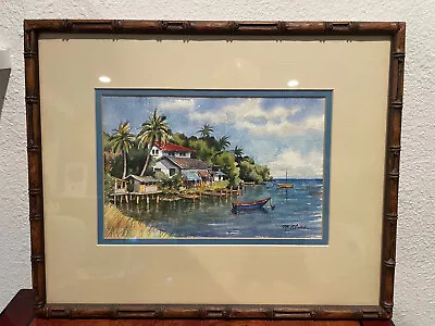 Original 1970s Marilyn Elms Hawaii Water Color Painting Custom Framed 14x11 Rare • $278.52