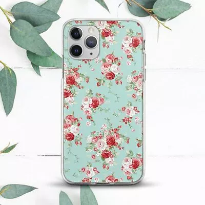 Red Flowers Retro Vintage Turquoise Case For IPhone X SE 11 12 13 14 15 Pro Max • $13.49