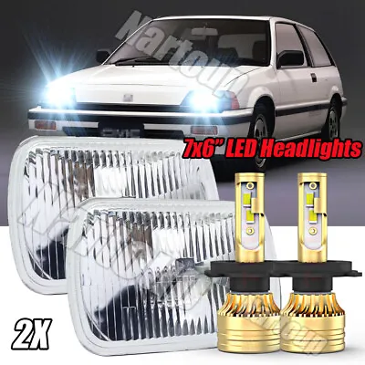 For Honda 1982-1985 Civic 1986-1989 Accord Pair 7X6  5X7 LED Headlights Chrome • $113.87