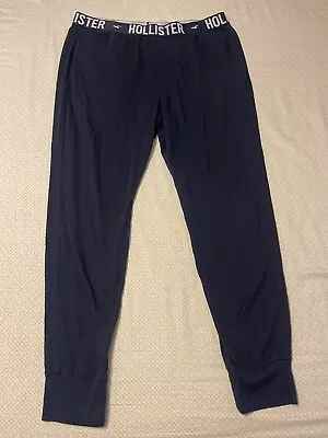 Hollister Sleep Pants Adult Medium Navy Blue Pajama Cuffed Lounge Bottoms • £11.52