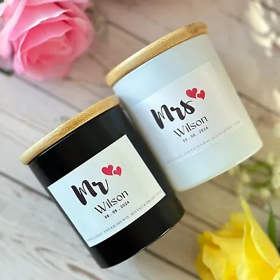 Personalized Mr Mrs Soy Wax Candle Handmade Gift For Couple Anniversary GIft • $24.98